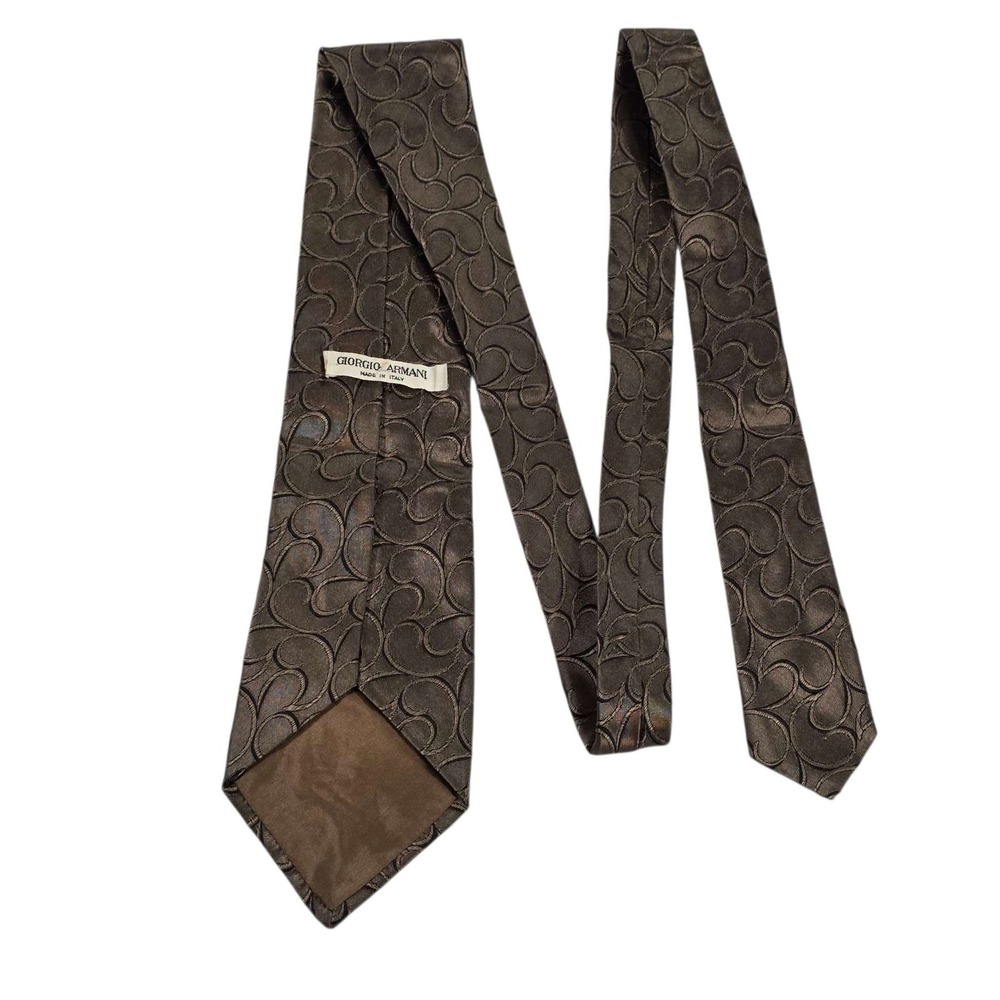 GIORGIO ARMANI Silk Jacquard Paisley Pattern Necktie Brown Men's Formal Tie